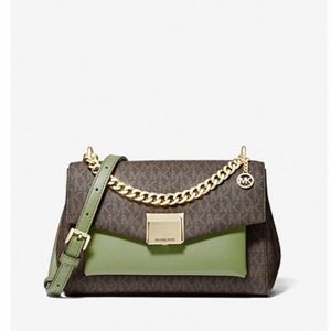 MICHAEL KORS Lita Medium Two-Tone Logo Crossbody Bag NWT